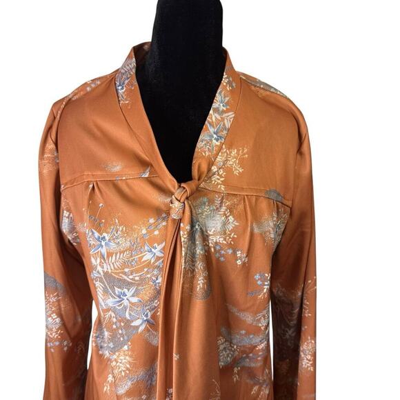 Peach Floral Housedress Vintage 70s - Picture 3 of 7